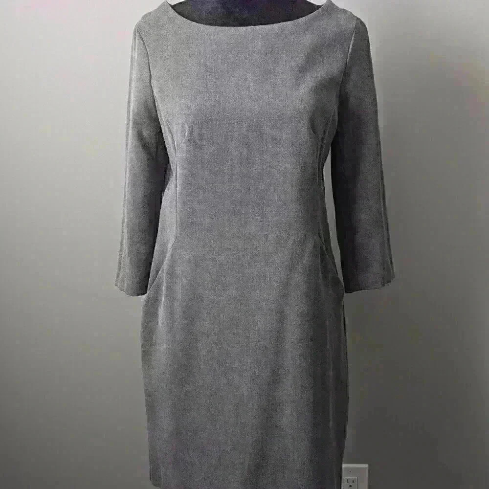 Gap Dress Gray 3/4 Sleeves Size 4, Zipper, Professional Preppy MadMen Style - Picture 2 of 8